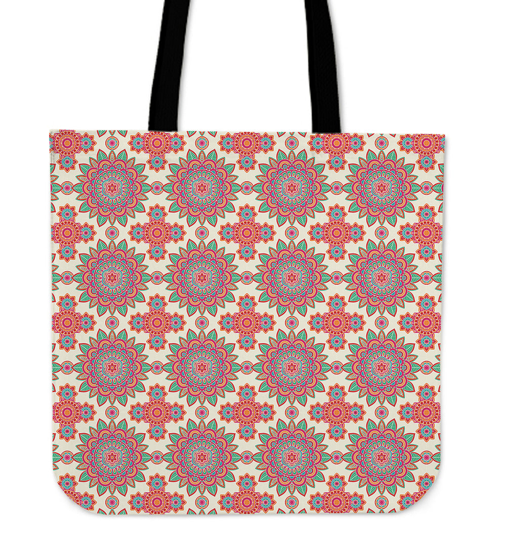 Bohemian Flower Pattern Linen Tote Bag