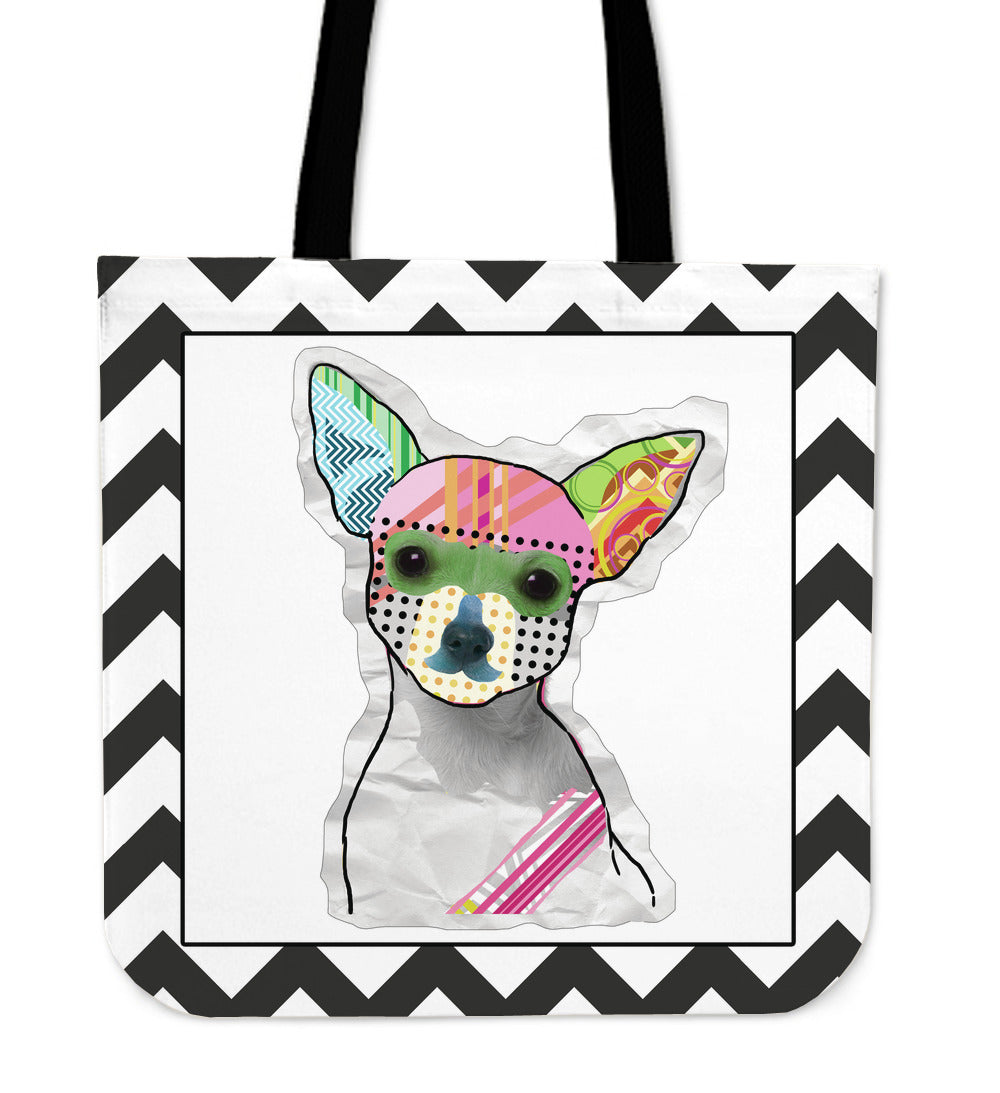 Collage Pup Chihuahua Linen Tote Bag