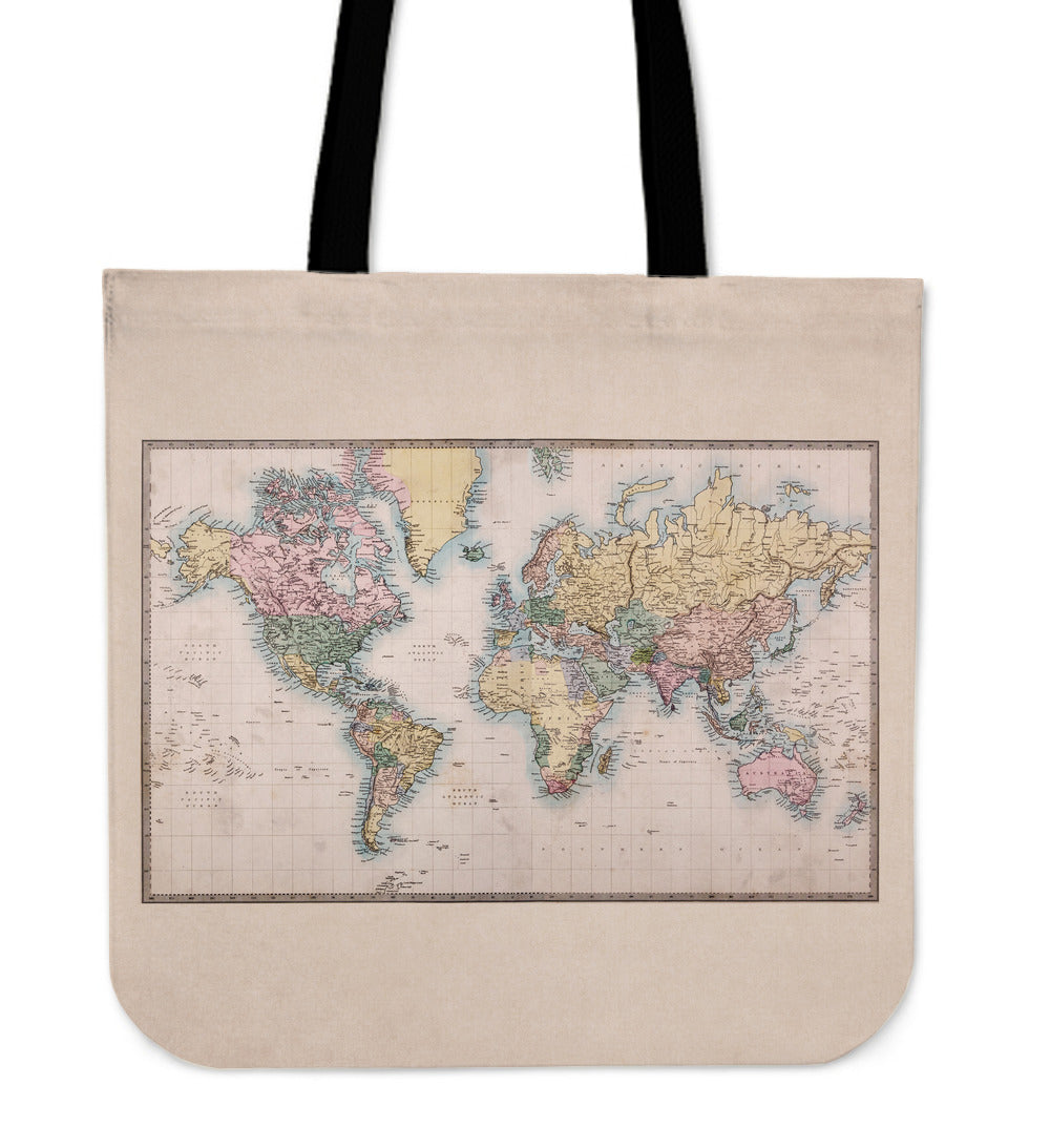 Vintage Geography Globe Linen Tote Bag