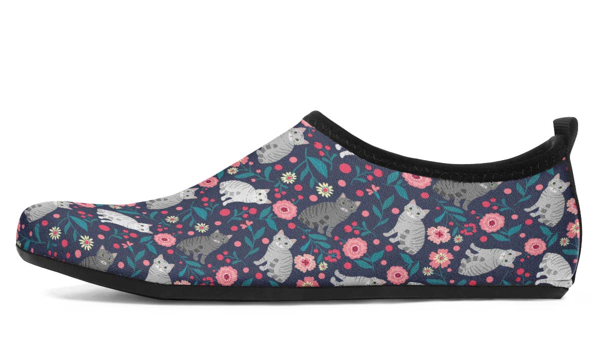 American Shorthair Cat Flower Aqua Barefoot Shoes