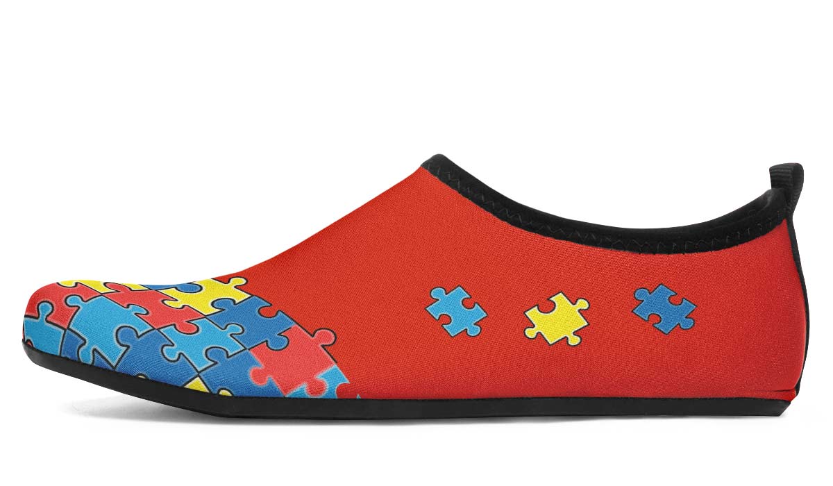 Autism Awareness Puzzle Aqua Barefoot Shoes