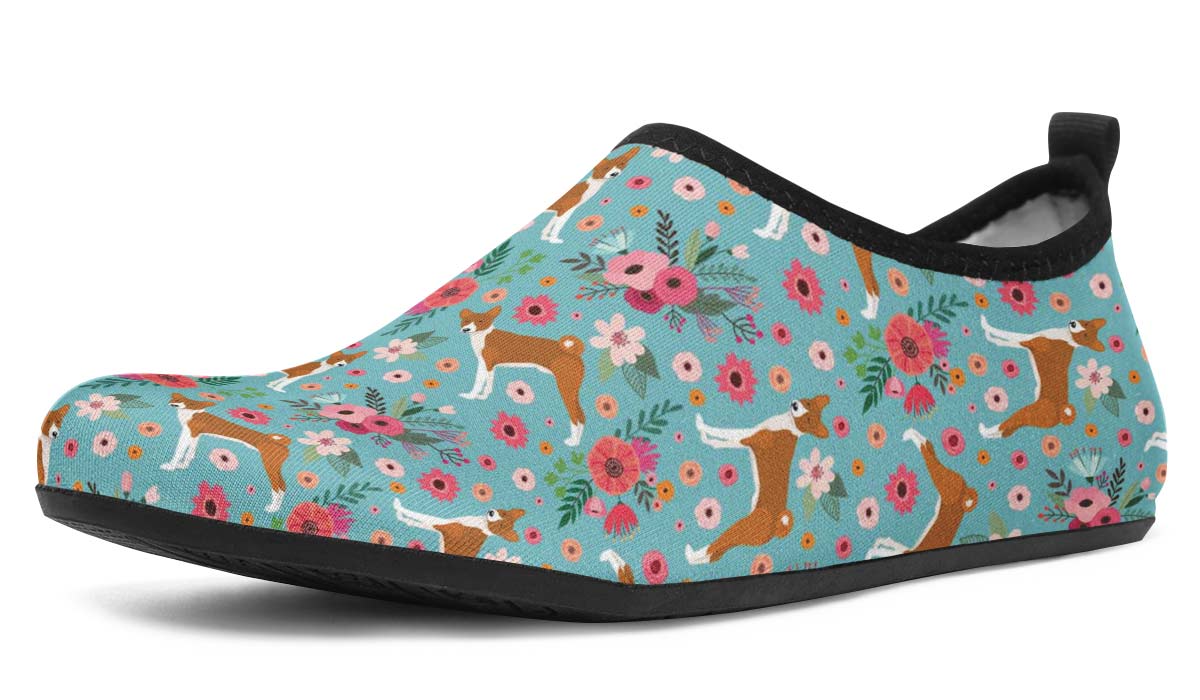 Basenji Flower Aqua Barefoot Shoes