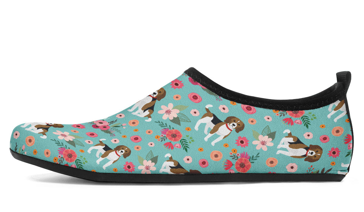 Beagle Flower Aqua Barefoot Shoes