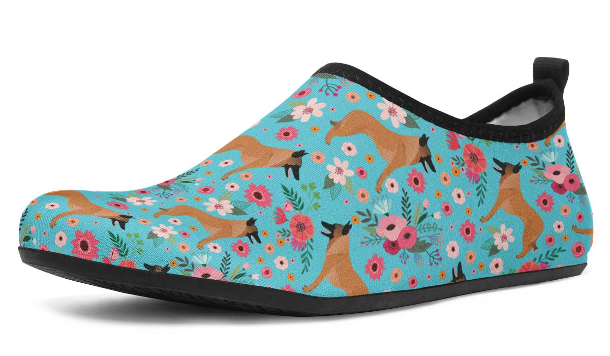 Belgian Malinois Flower Aqua Barefoot Shoes