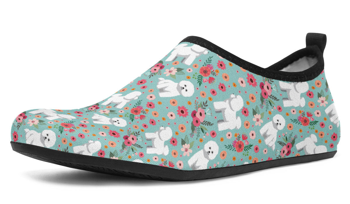 Bichon Frise Flower Aqua Barefoot Shoes