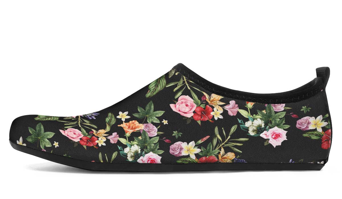 Black Floral Aqua Barefoot Shoes