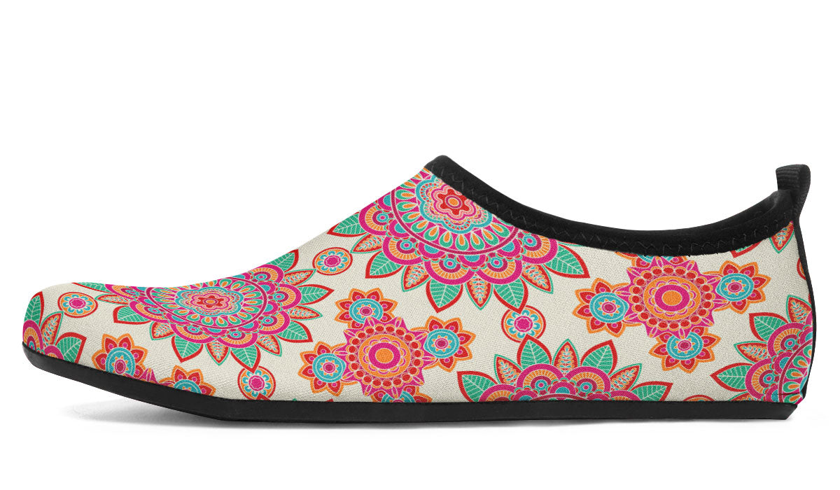 Bohemian Flower Pattern Aqua Barefoot Shoes