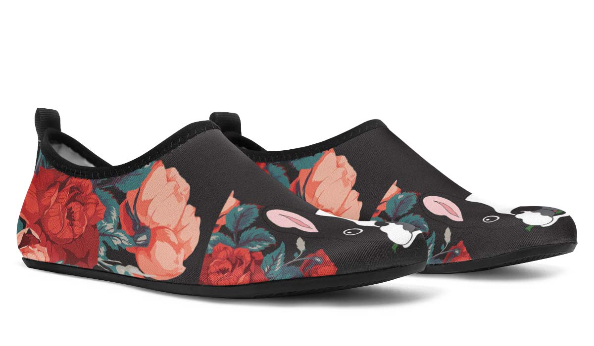 Boston Terrier Rose Aqua Barefoot Shoes
