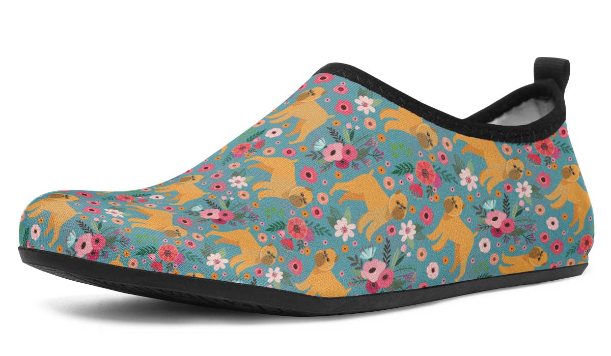 Brussels Griffon Flower Aqua Barefoot Shoes