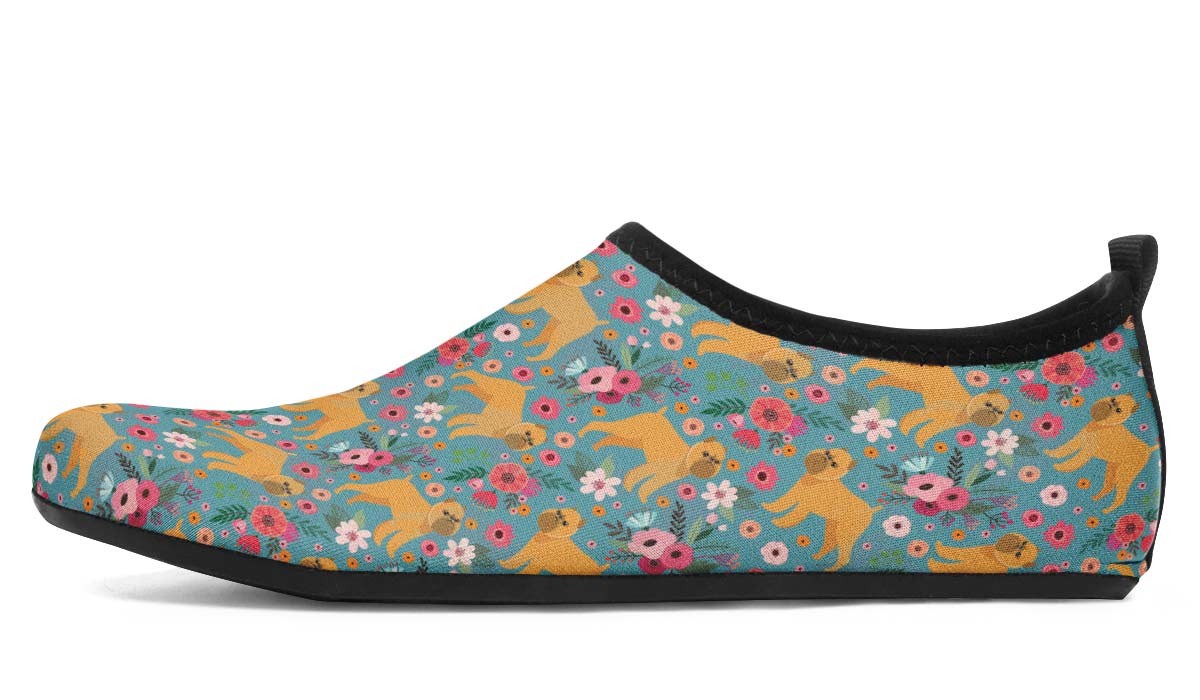 Brussels Griffon Flower Aqua Barefoot Shoes