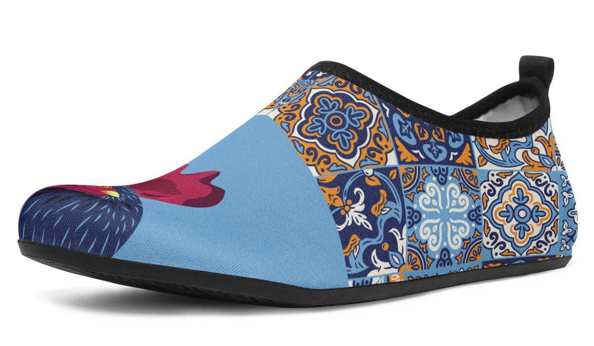 Ceramic Roosters Aqua Barefoot Shoes