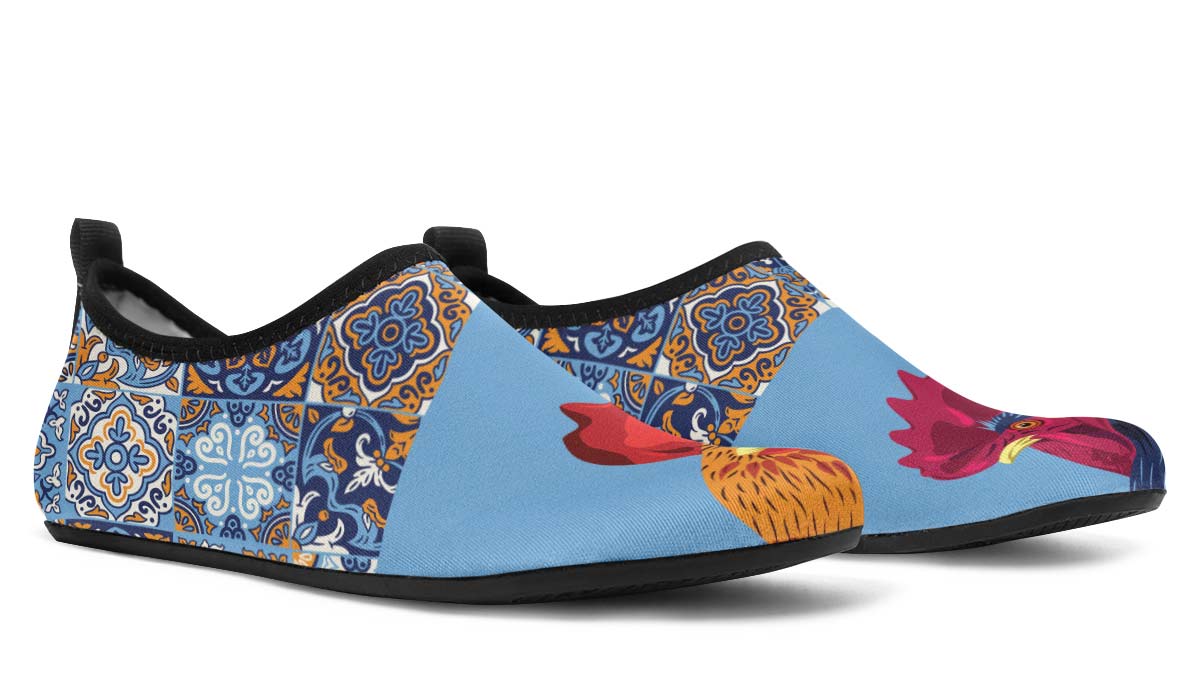 Ceramic Roosters Aqua Barefoot Shoes