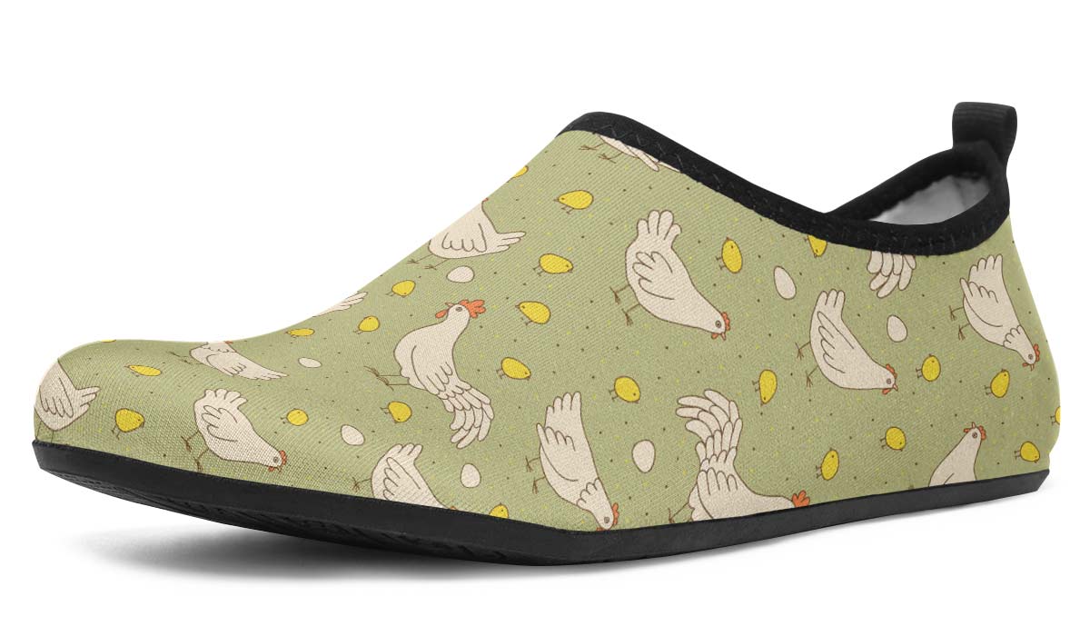 Chicken Family Aqua Barefoot Shoes