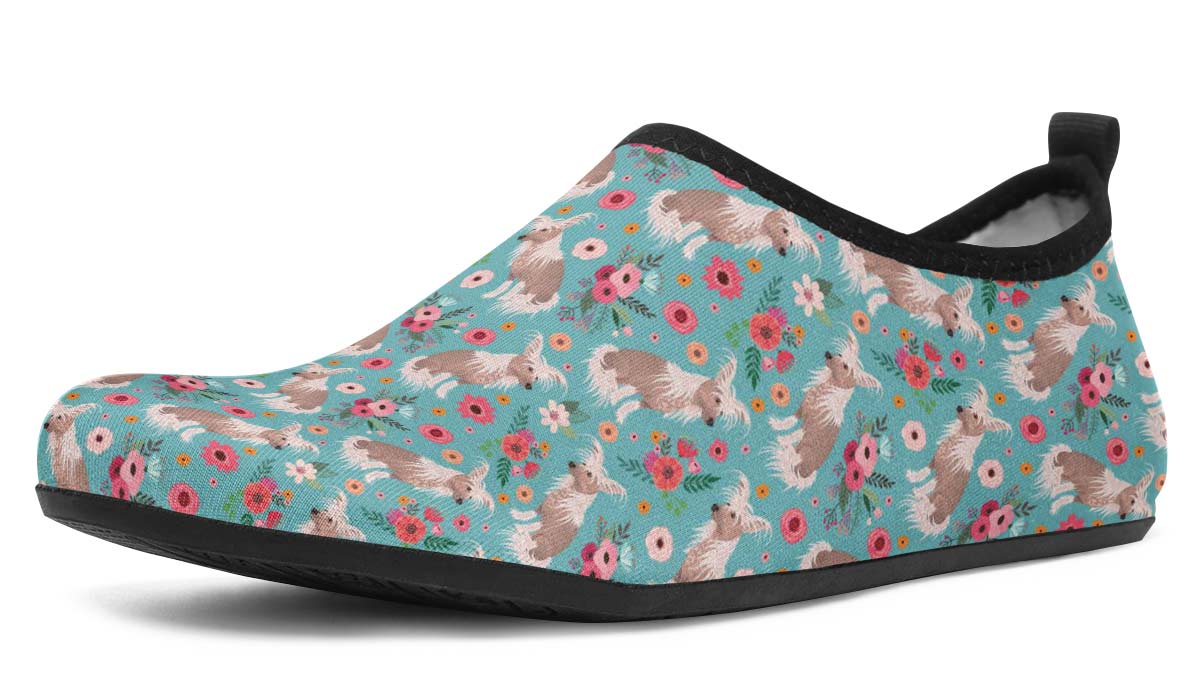 Chinese Crested Flower Aqua Barefoot Shoes
