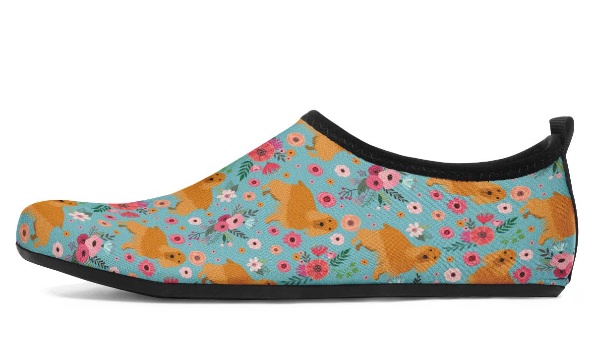 Cocker Spaniel Flower Aqua Barefoot Shoes