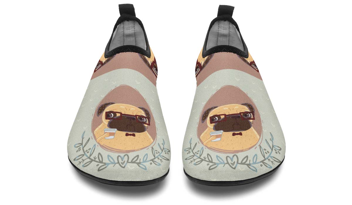 Coffee Pug Aqua Barefoot Shoes