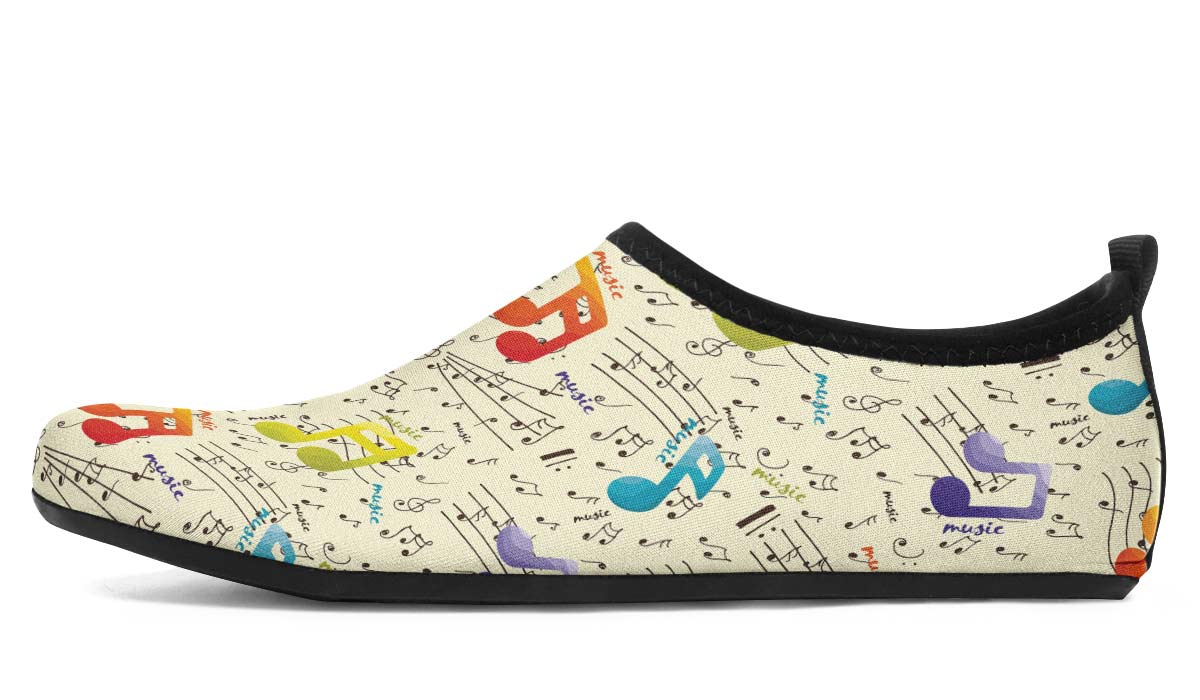 Colorful Music Notes Aqua Barefoot Shoes