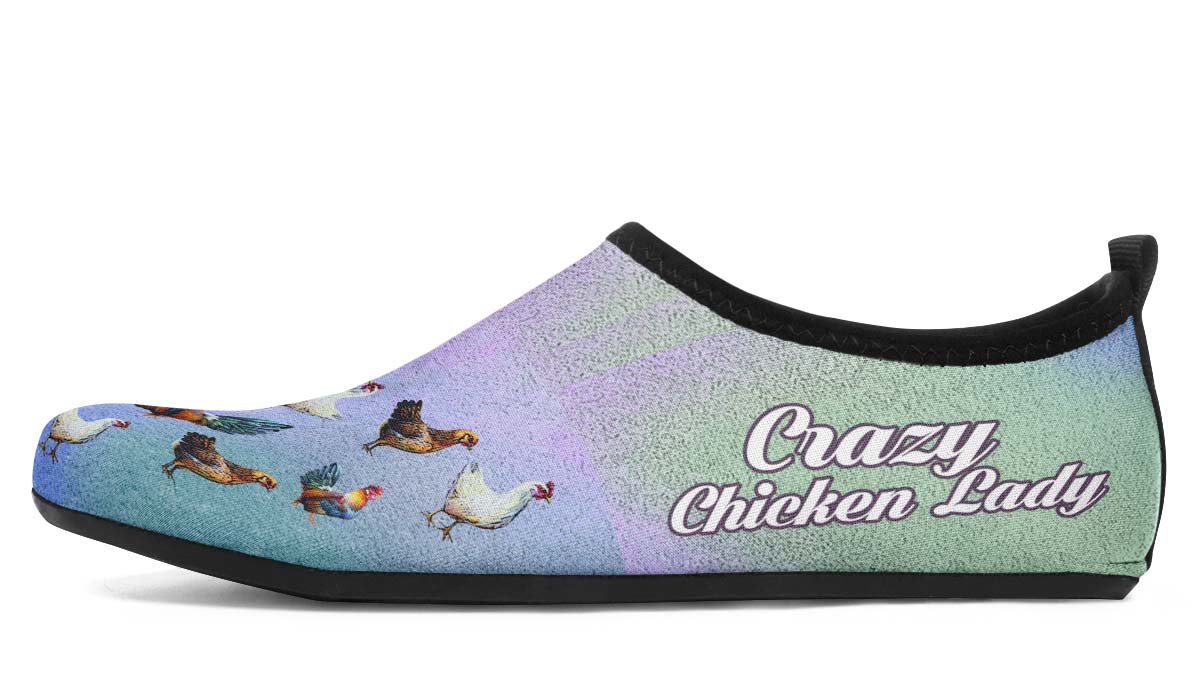 Crazy Chicken Lady Aqua Barefoot Shoes