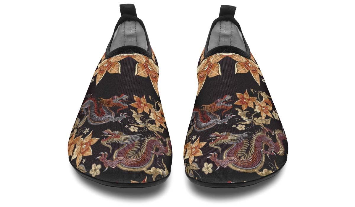 Embroidery Dragon Aqua Barefoot Shoes