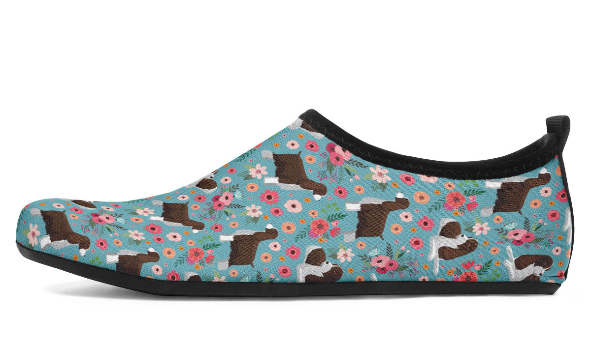 English Springer Spaniel Flower Aqua Barefoot Shoes