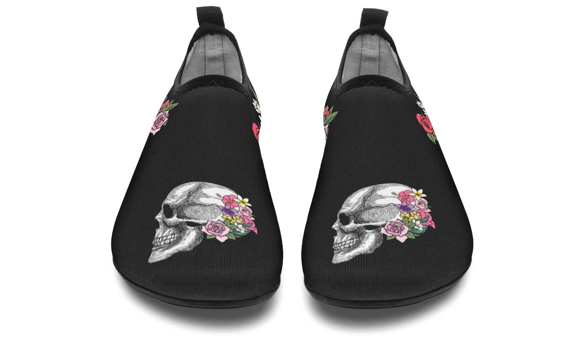 Floral Anatomy Skull Aqua Barefoot Shoes
