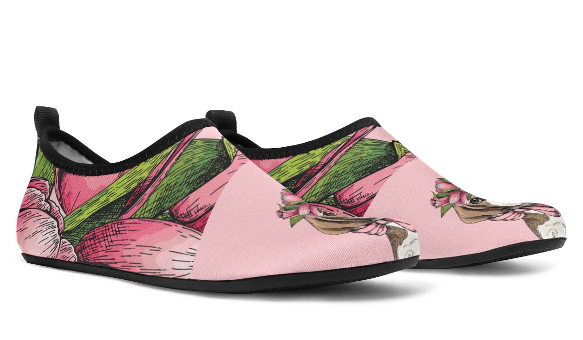 Floral Beagle Aqua Barefoot Shoes