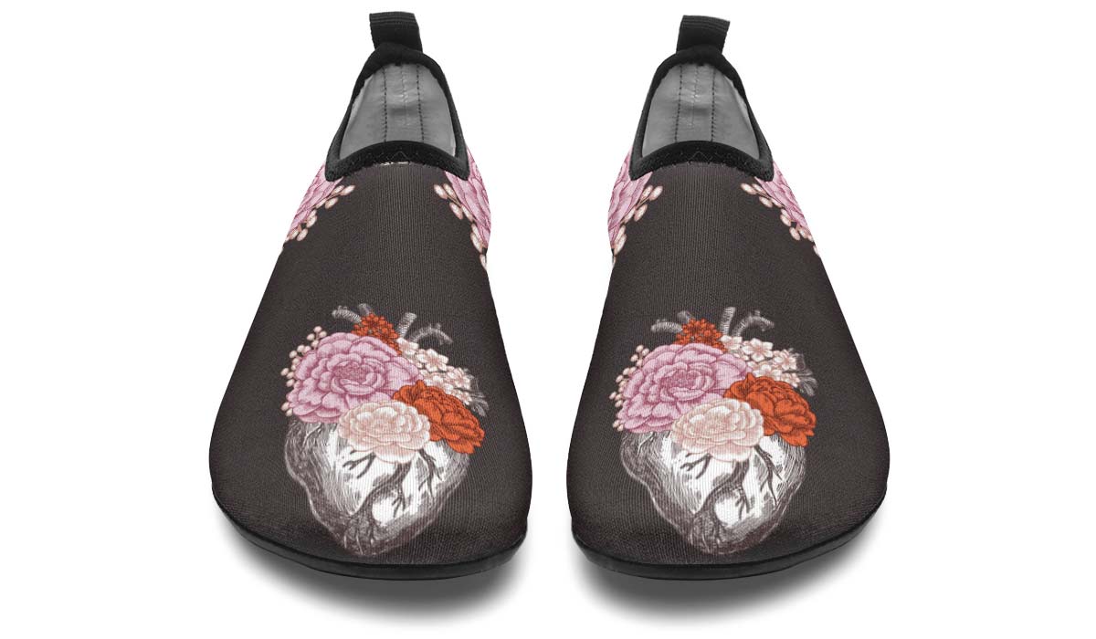Floral Heart Aqua Barefoot Shoes