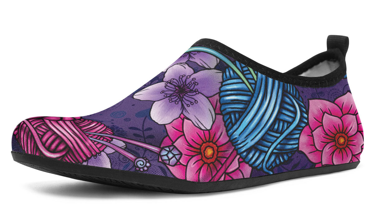 Floral Knitting Aqua Barefoot Shoes