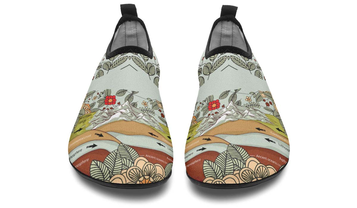 Floral Mountain Range Aqua Barefoot Shoes