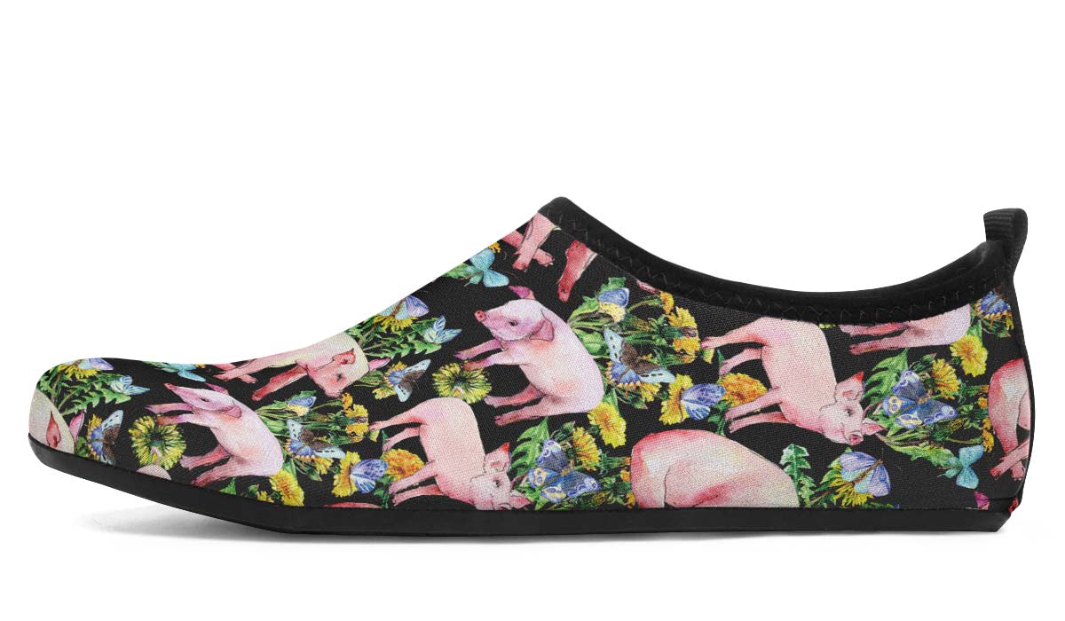Floral Pig Aqua Barefoot Shoes