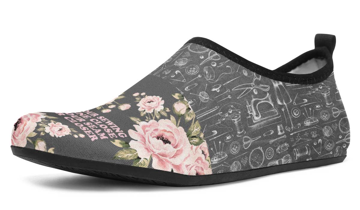 Floral Sewing Aqua Barefoot Shoes