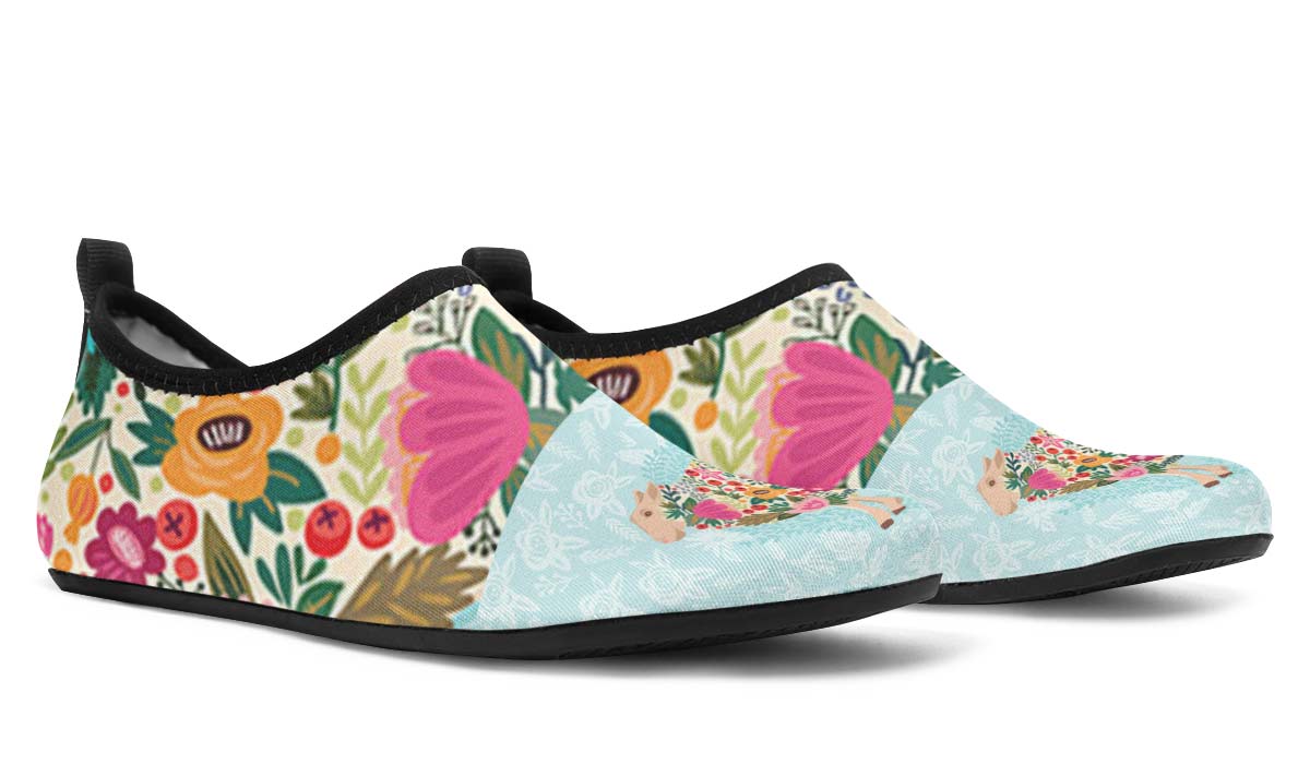 Floral Sheep Aqua Barefoot Shoes