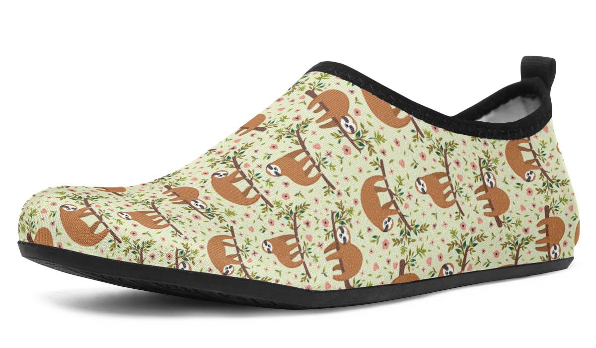 Floral Sloth Aqua Barefoot Shoes