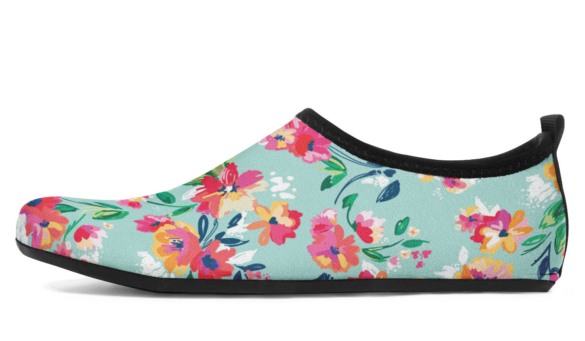 Florals Turquoise Aqua Barefoot Shoes