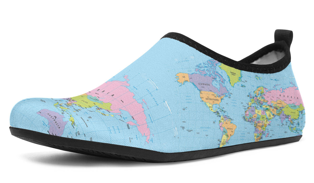 Geography Globe Aqua Barefoot Shoes