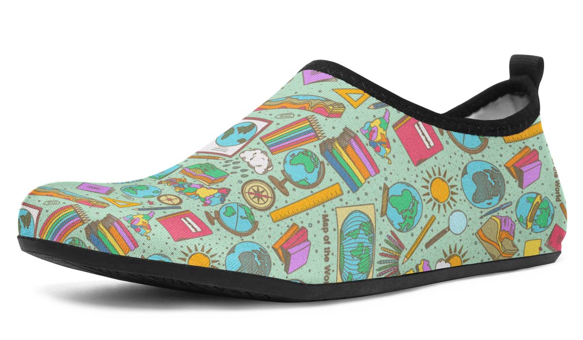 Geography Pattern Aqua Barefoot Shoes