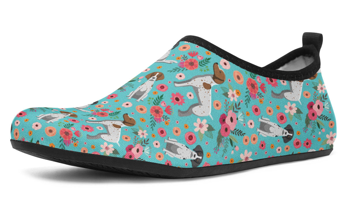German Shorthaired Pointer Flower Aqua Barefoot Shoes