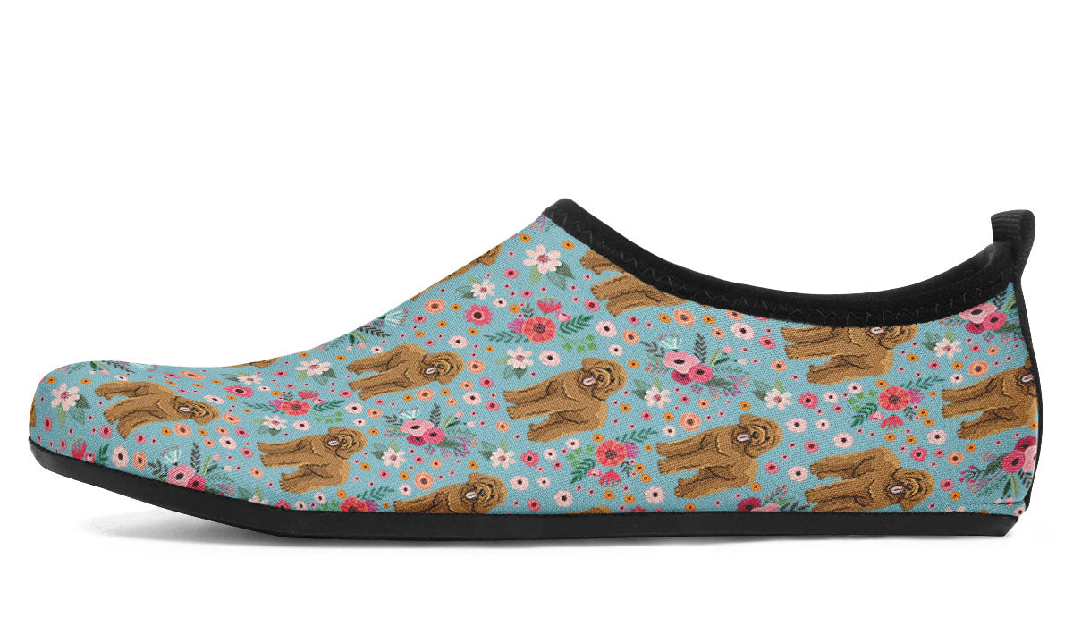 Goldendoodle Flower Aqua Barefoot Shoes