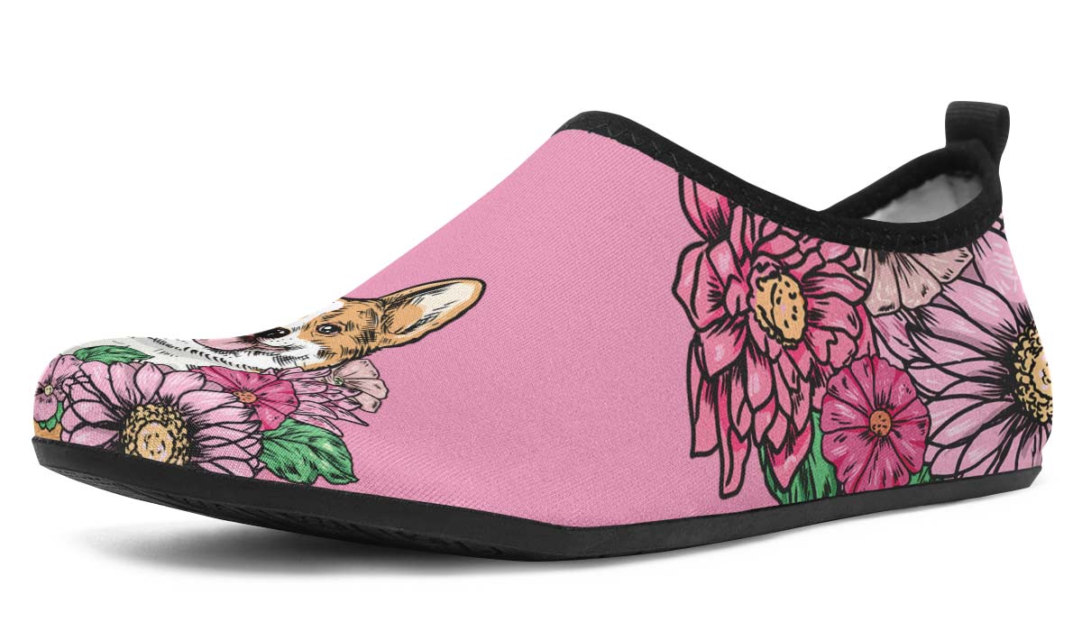 Illustrated Corgi Aqua Barefoot Shoes