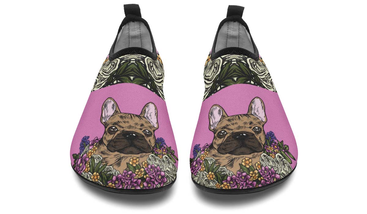 Illustrated French Bulldog Aqua Barefoot Shoes