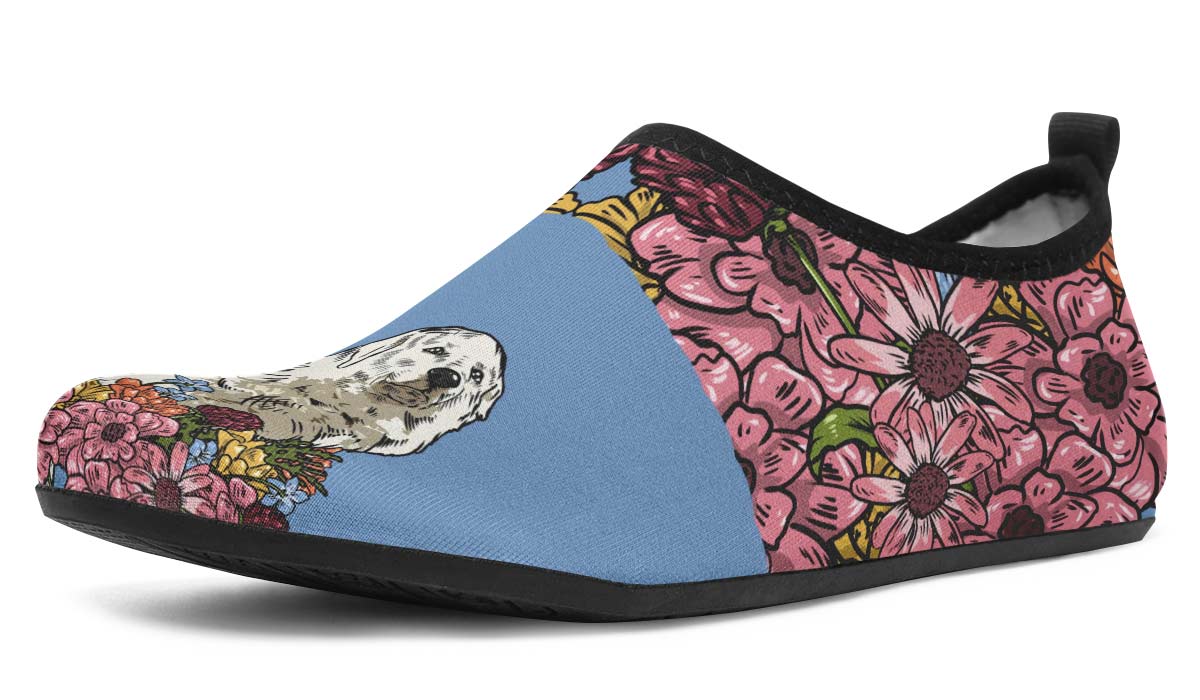 Illustrated Great Pyrenees Aqua Barefoot Shoes