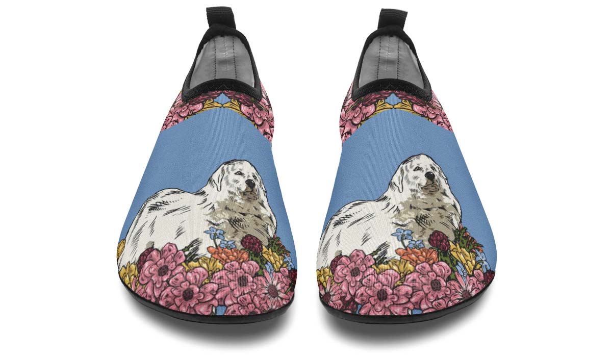 Illustrated Great Pyrenees Aqua Barefoot Shoes