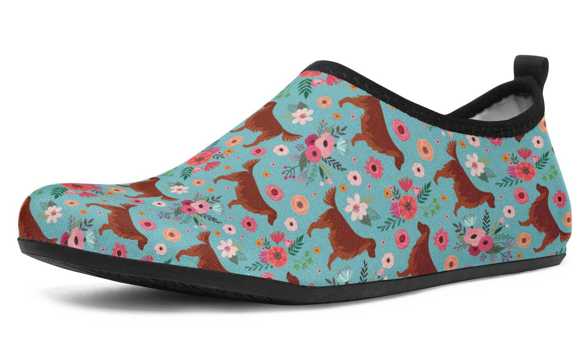 Irish Setter Flower Aqua Barefoot Shoes