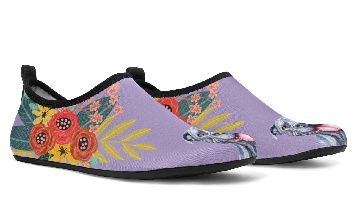 Joyful Grey Pit Bull Aqua Barefoot Shoes