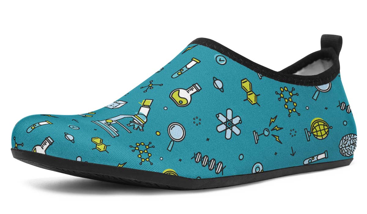 Laboratory Equipment Icons Aqua Barefoot Shoes