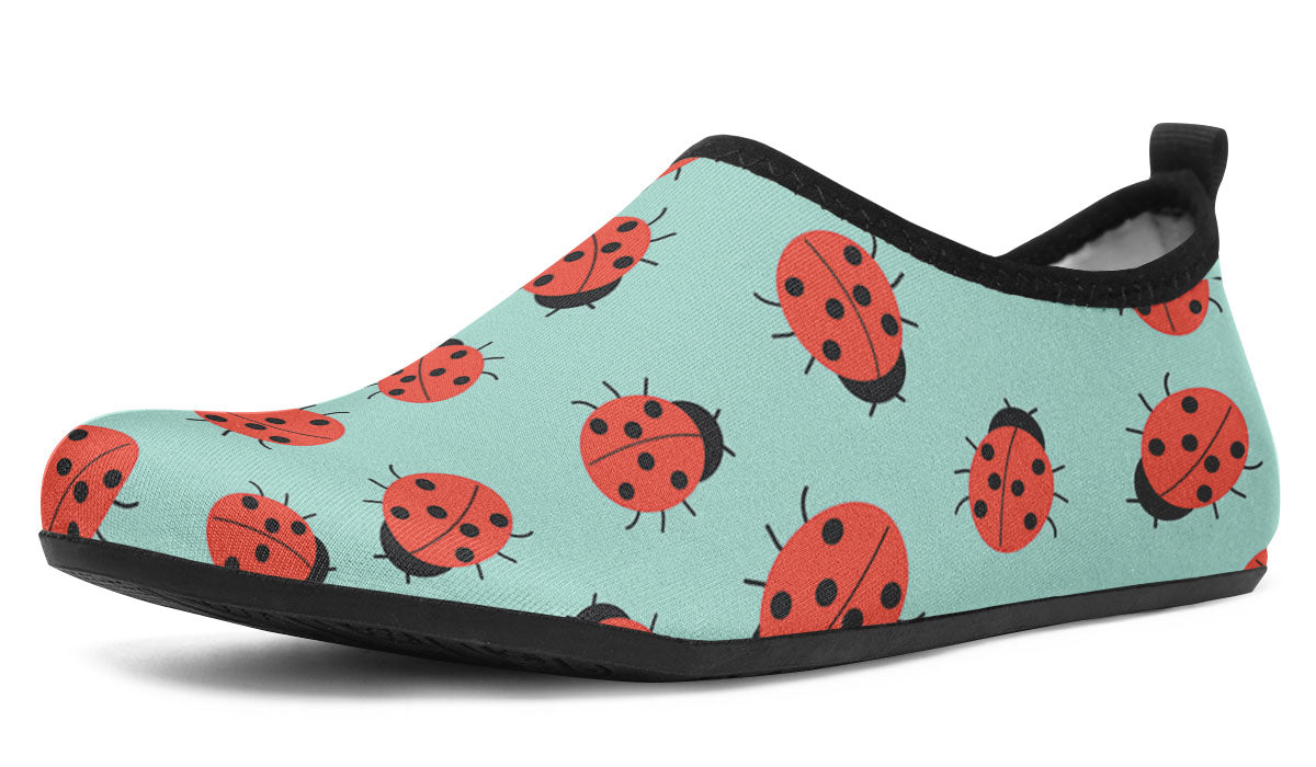 Lady Bug Pattern Aqua Barefoot Shoes