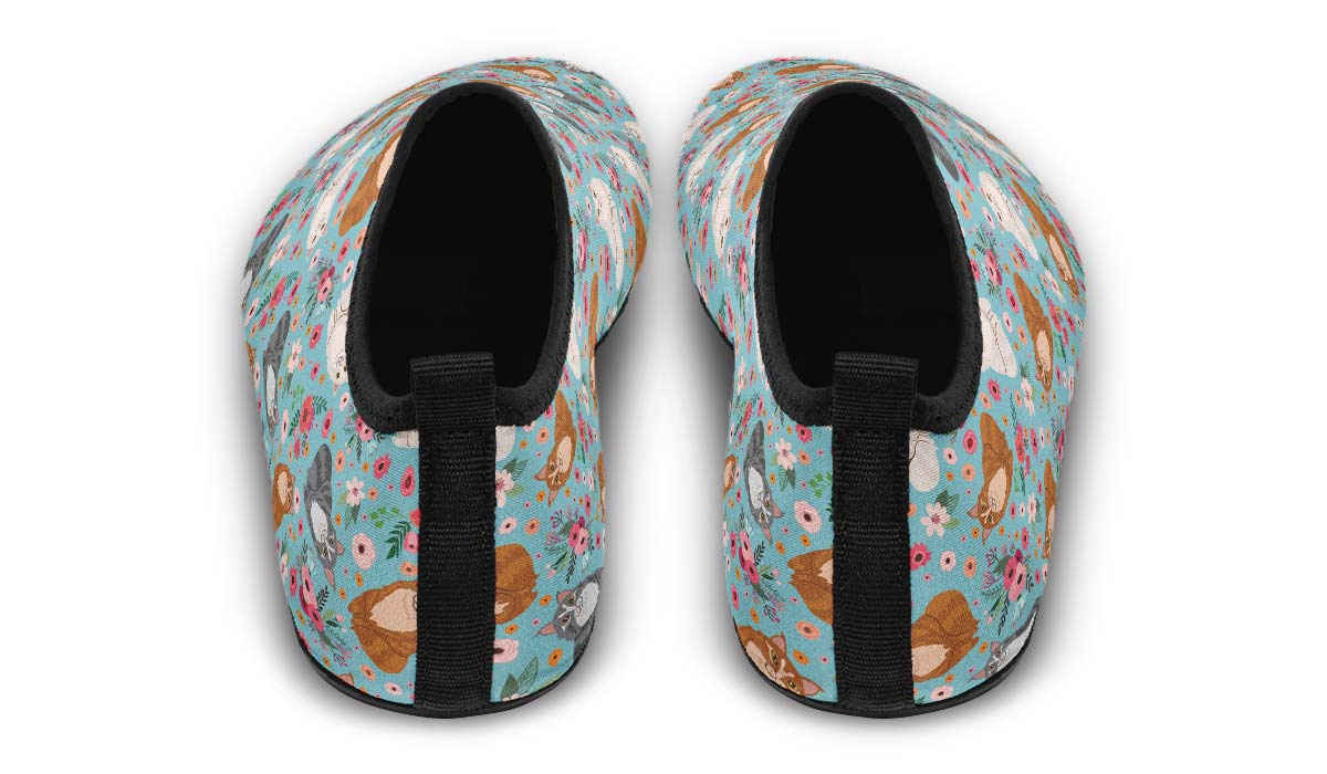 Maine Coon Cat Flower Aqua Barefoot Shoes