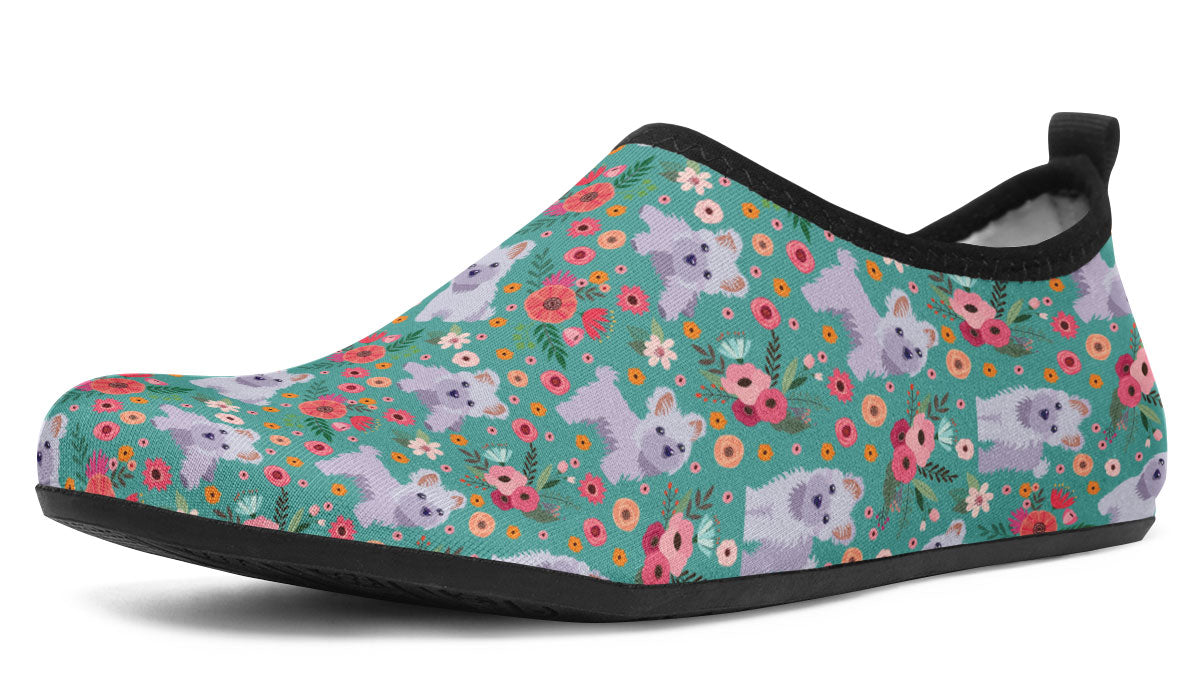 Maltese Flower Aqua Barefoot Shoes