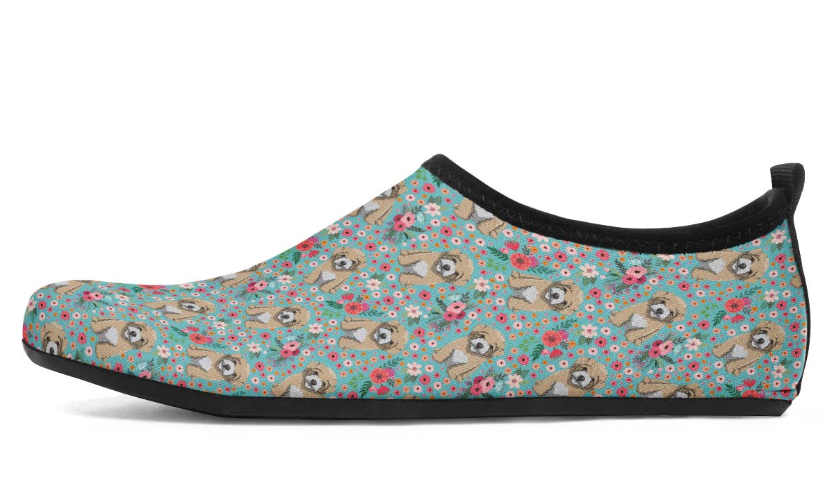 Maltipoo Flower Aqua Barefoot Shoes