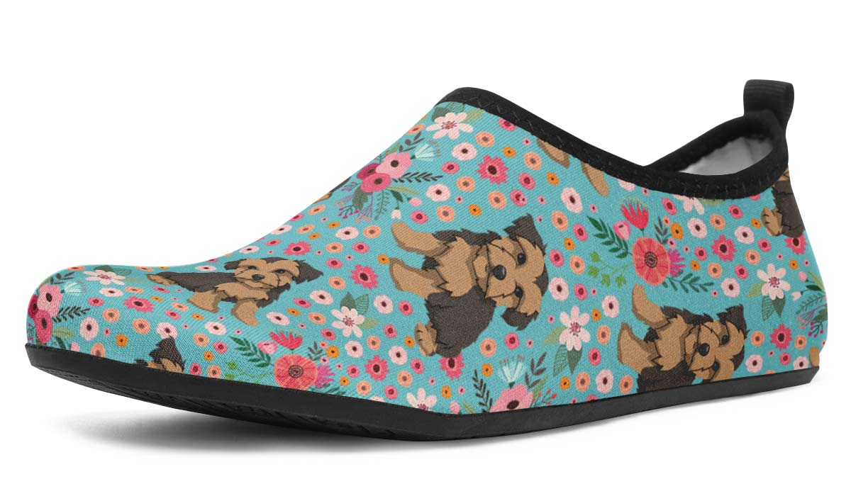 Morkie Flower Aqua Barefoot Shoes